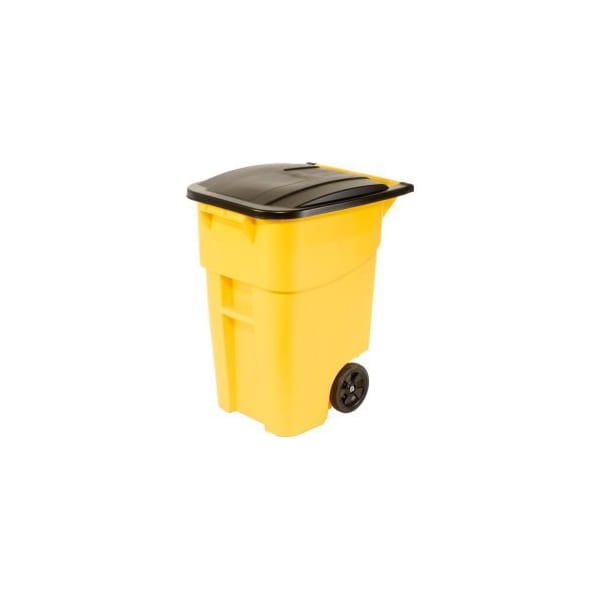 Rubbermaid Commercial Rubbermaid 9W27 Brute Rollout 50 Gallon Large Mobile Container Yellow with Lid FG9W2700YEL - main